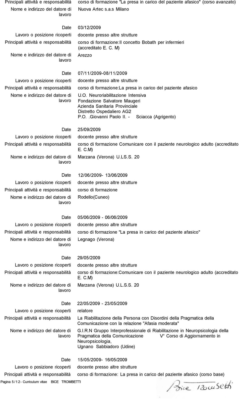 Neuroriabilitazione Intensiva Fondazione Salvatore Maugeri Azienda Sanitaria Provinciale Distretto Ospedaliero AG2 P.O..Giovanni Paolo II.