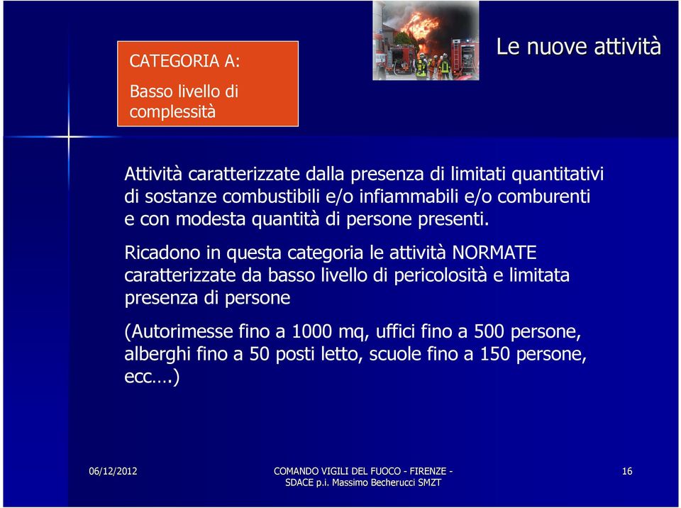 Ricadono in questa categoria le attività ORMATE caratterizzate da basso livello di pericolosità e limitata presenza di