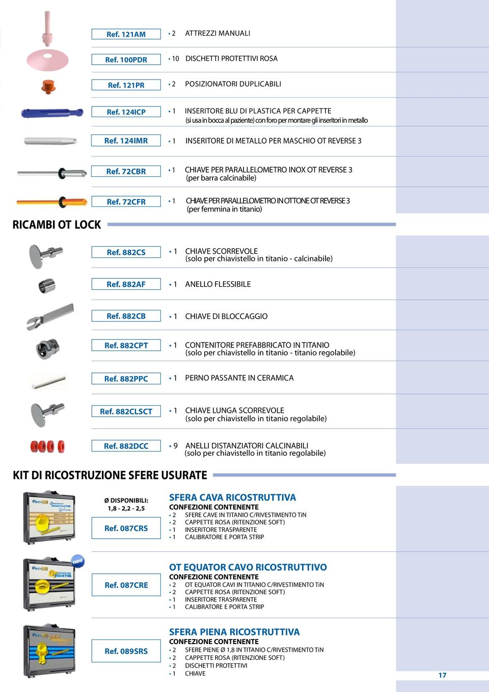 72CBR CHIAVE PER PARALLELOMETRO INOX OT REVERSE 3 (per barra calcinabile) RICAMBI OT LOCK Ref. 72CFR CHIAVE PER PARALLELOMETRO IN OTTONE OT REVERSE 3 (per femmina in titanio) Ref.