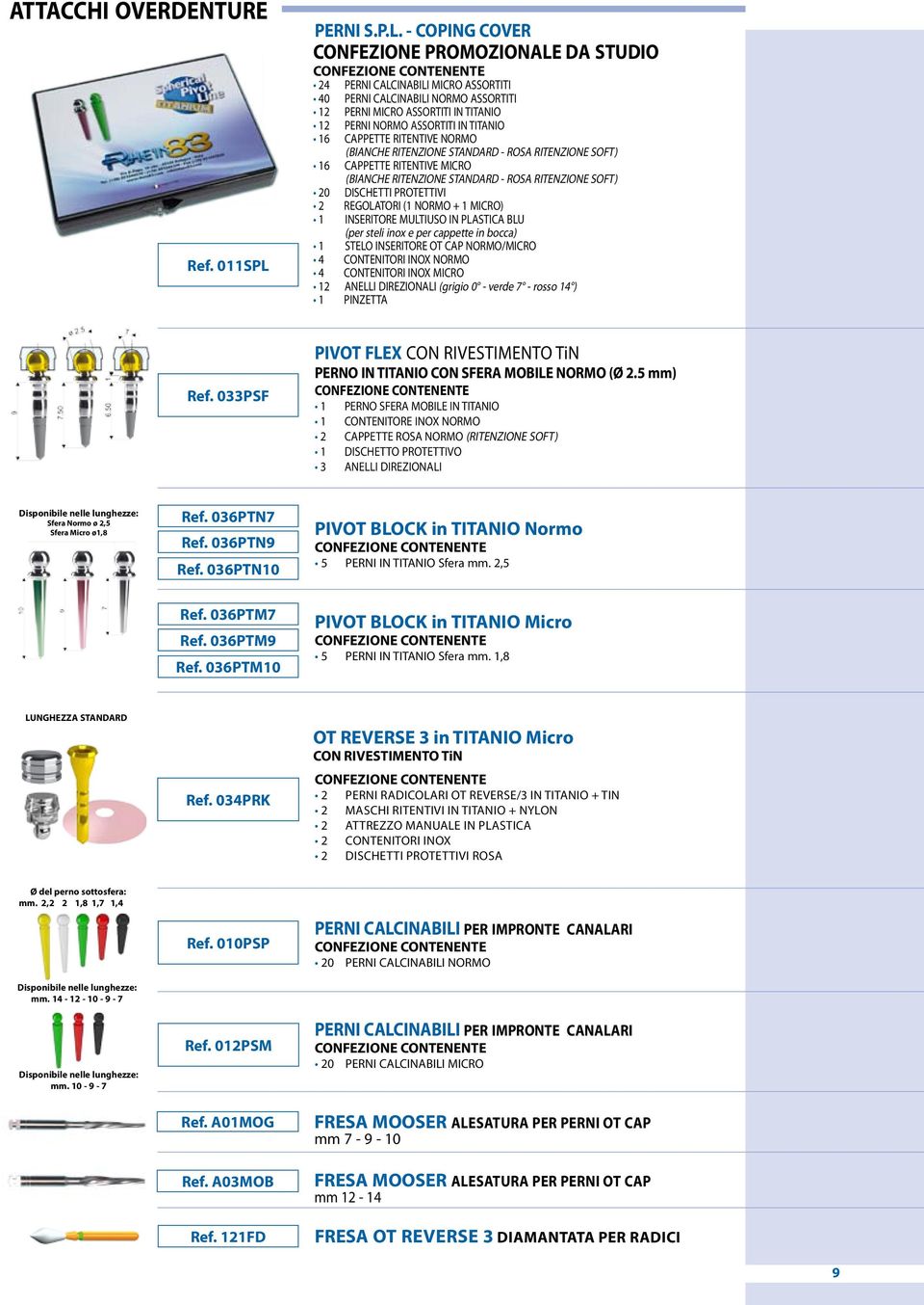 - COPING COVER CONFEZIONE PROMOZIONALE DA STUDIO 4 PERNI CALCINABILI MICRO ASSORTITI 0 PERNI CALCINABILI NORMO ASSORTITI 2 PERNI MICRO ASSORTITI IN TITANIO 2 PERNI NORMO ASSORTITI IN TITANIO 6