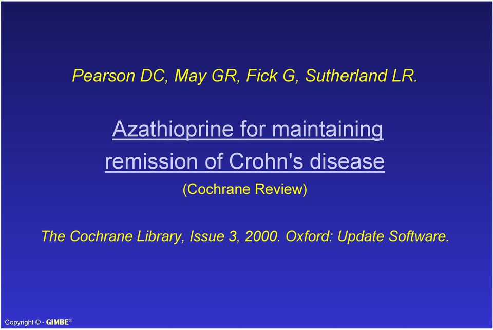 Crohn's disease (Cochrane Review) The