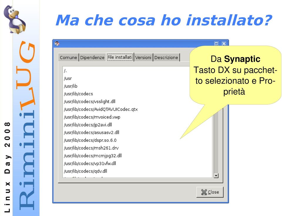 Da Synaptic Tasto DX