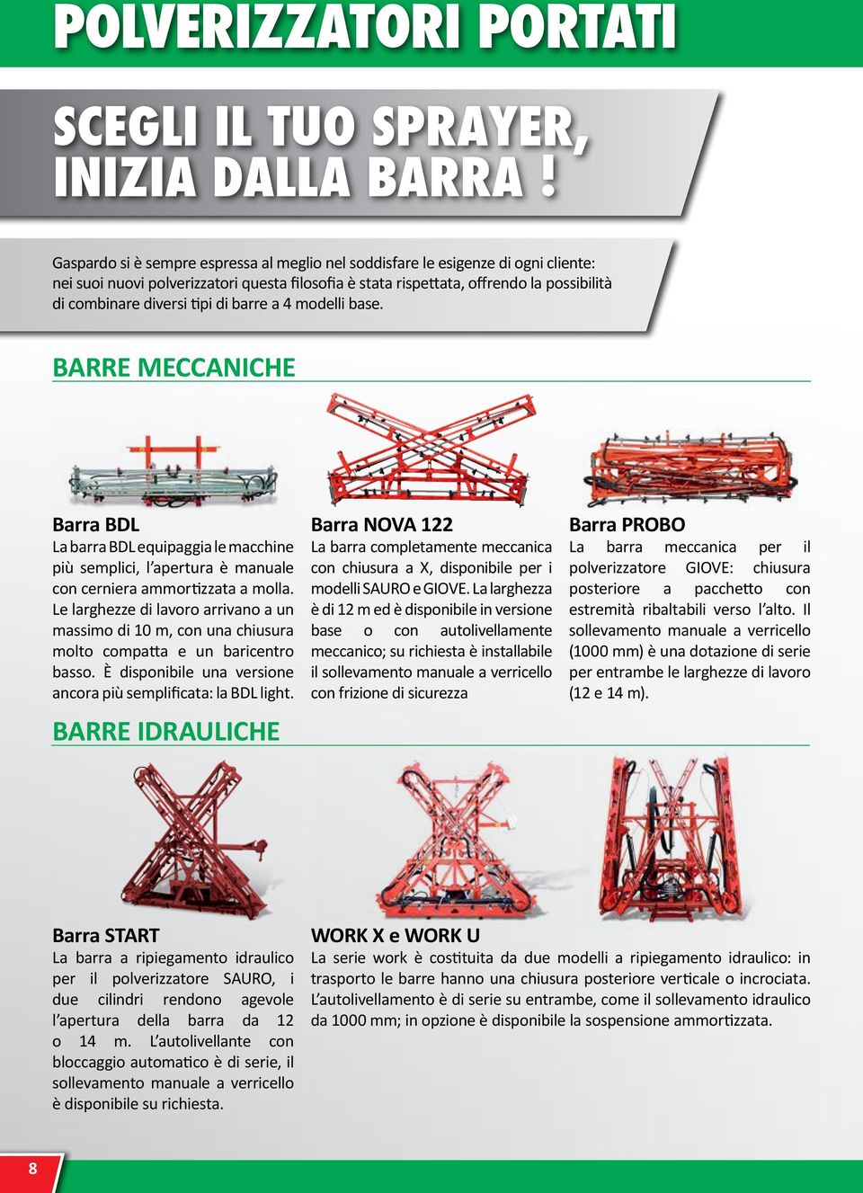 tipi di barre a 4 modelli base. BARRE MECCANICHE Barra BDL La barra BDL equipaggia le macchine più semplici, l apertura è manuale con cerniera ammortizzata a molla.