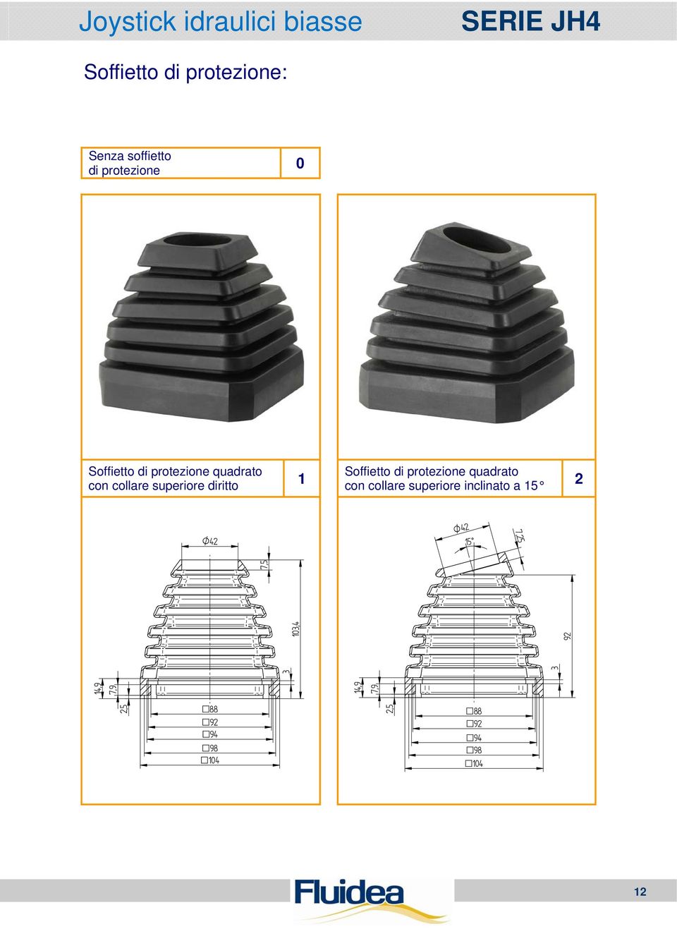 protezione quadrato con collare superiore inclinato a 15 2 O42 O42 15 7,25