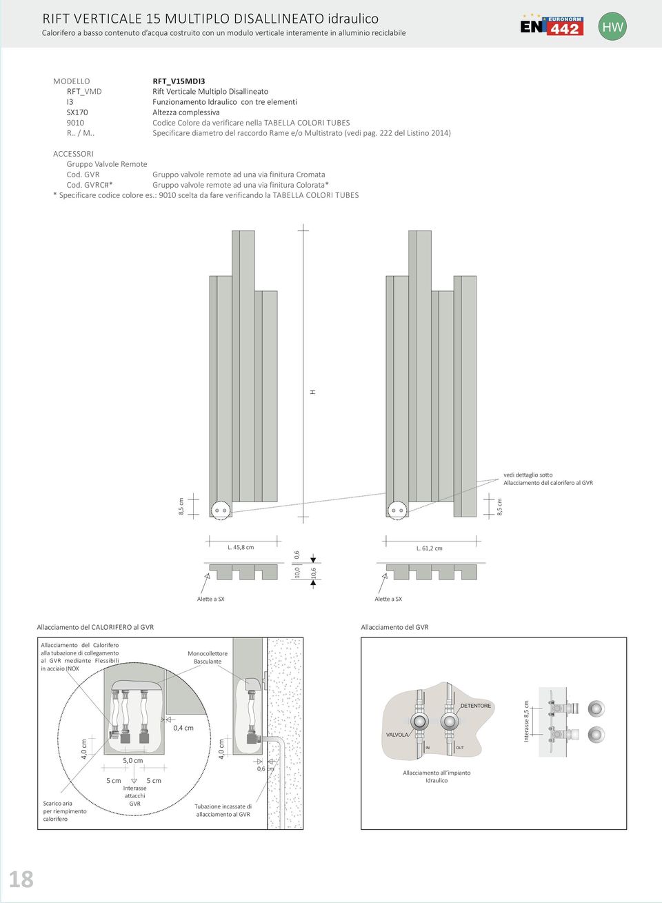 Multistrato (vedi pag. 222 del istino 2014) ACCESSORI Gruppo Valvole Remote Cod. GVR Gruppo valvole remote ad una via finitura Cromata Cod.