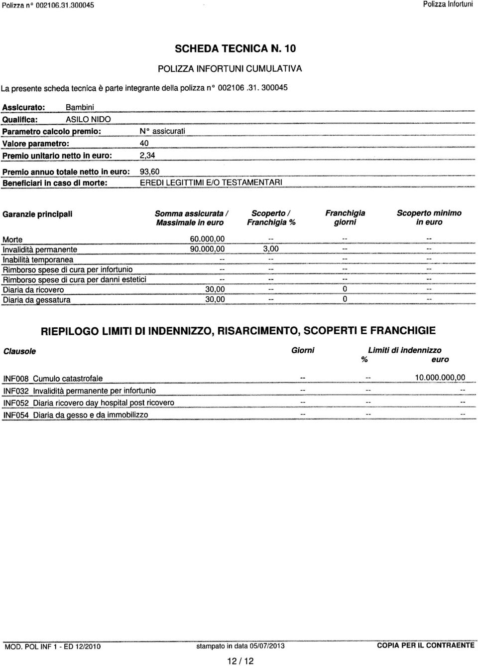 N assicurati 40 234 93,60 EREDI LEGITIIMI EtO TESTAMENTARI ~~~"">",'-~.