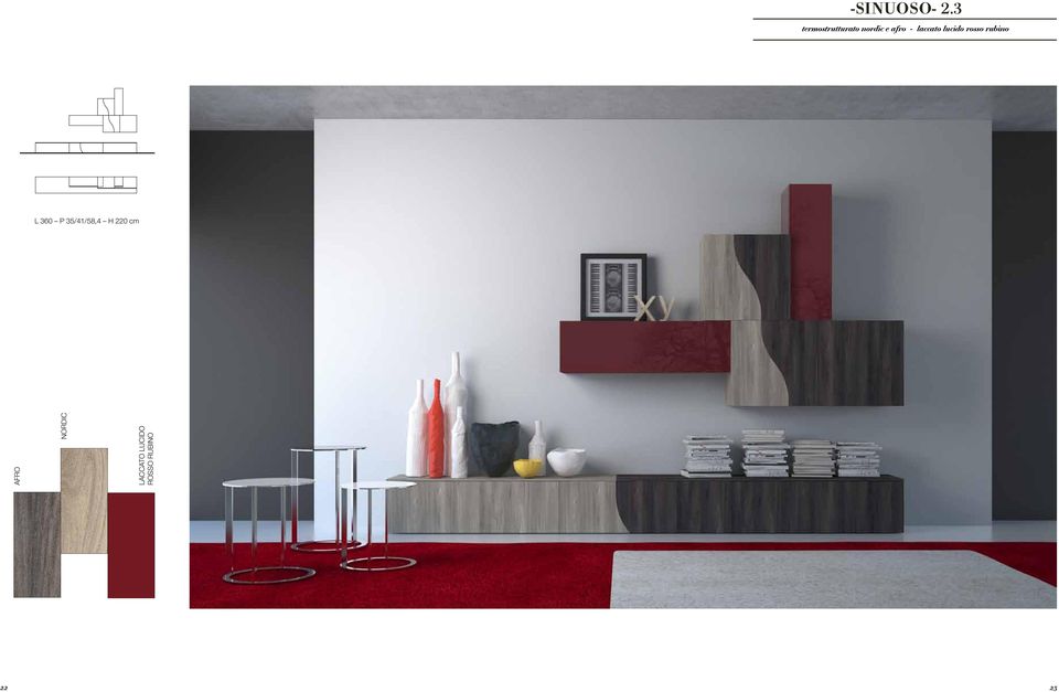 lucido rosso rubino 360 x 230 x 35 / 41 /