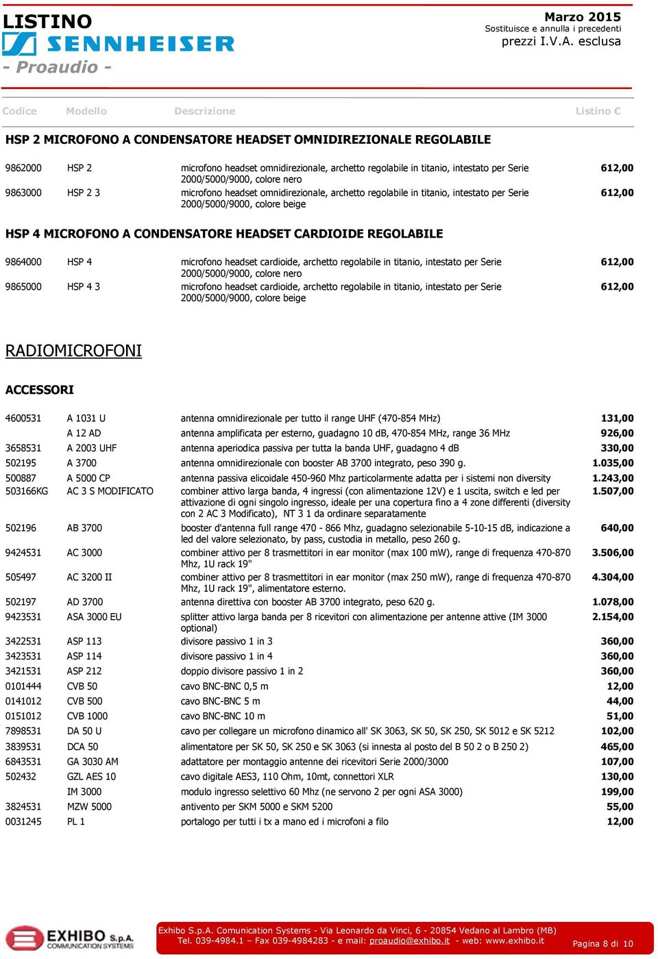 REGOLABILE 9864000 HSP 4 microfono headset cardioide, archetto regolabile in titanio, intestato per Serie 2000/5000/9000, colore nero 9865000 HSP 4 3 microfono headset cardioide, archetto regolabile