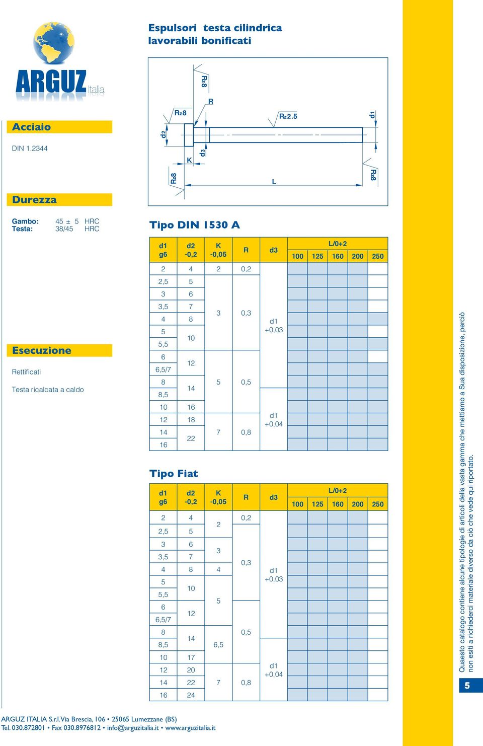 Esecuzione Rettificati Testa ricalcata a caldo 3,5 7 4 8 5 5,5 6 6,5/7 8 8,5 10 12 14 10 16 12 18 14 16 d1 g6 22 Tipo Fiat d2-0,2 2 4 2,5 5 3 6 3,5 7 3 0,3