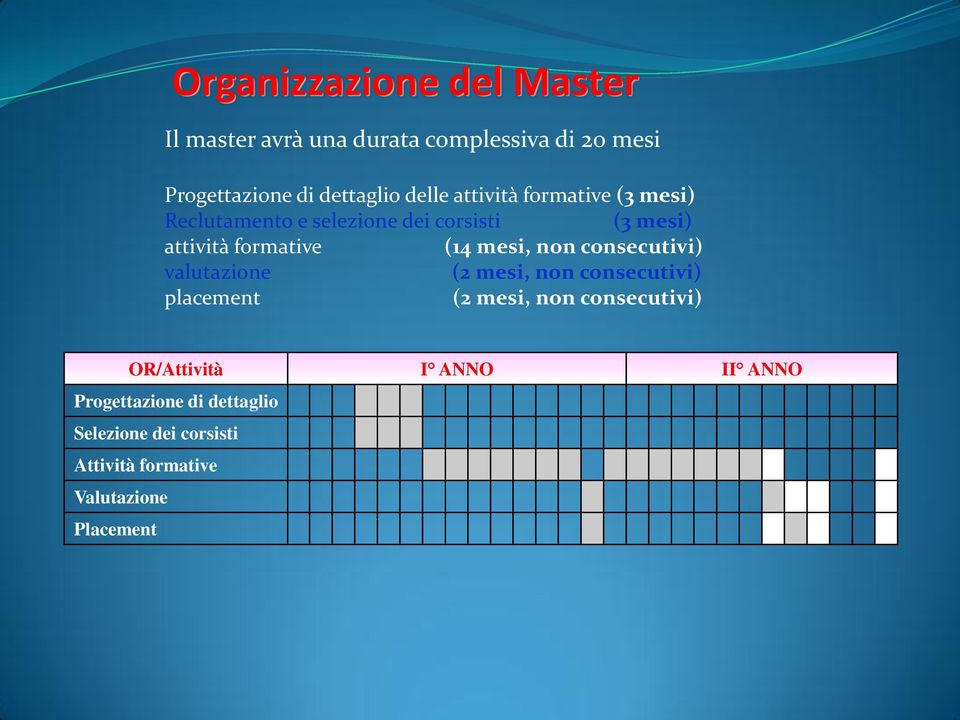 mesi, non consecutivi) valutazione (2 mesi, non consecutivi) placement (2 mesi, non consecutivi)