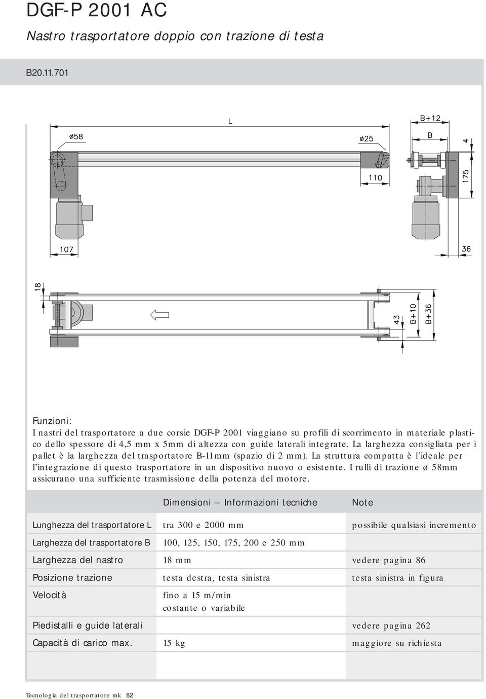 La larghezza consigliata per i pallet è la larghezza del trasportatore B-11mm (spazio di 2 mm).