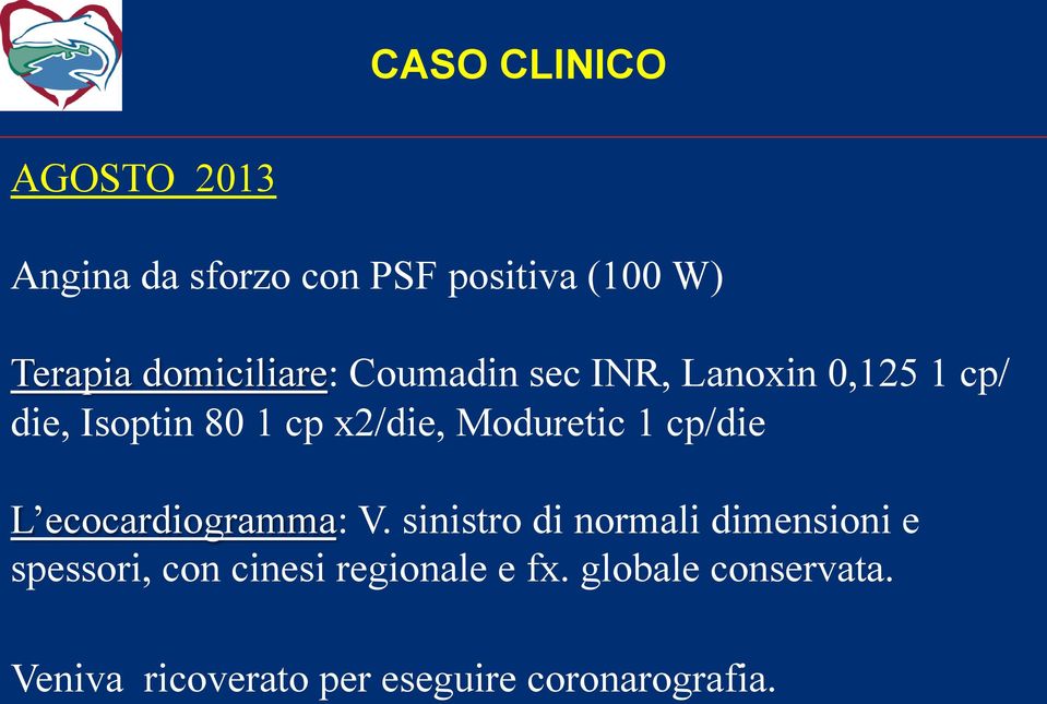 Moduretic 1 cp/die L ecocardiogramma: V.