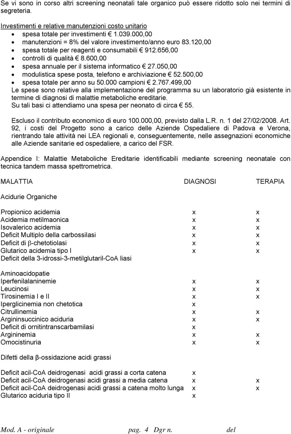 050,00 modulistica spese posta, telefono e archiviazione 52.500,00 spesa totale per anno su 50.000 campioni 2.767.