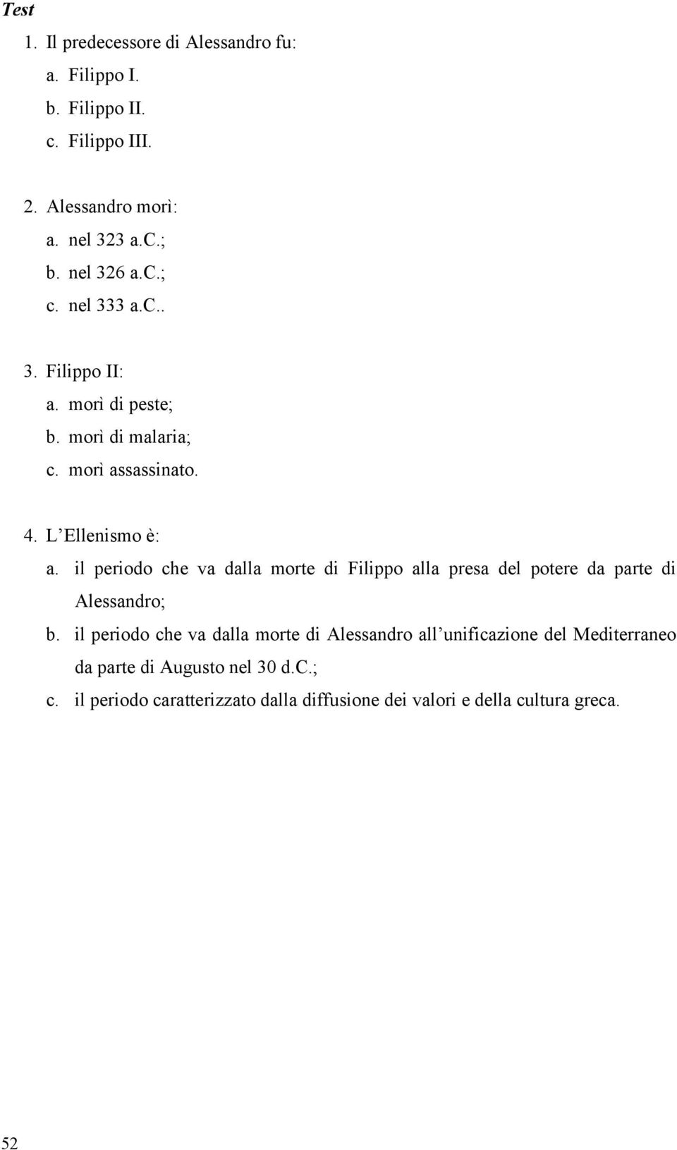 il periodo che va dalla morte di Filippo alla presa del potere da parte di Alessandro; b.