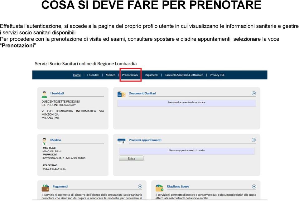 i servizi socio sanitari disponibili Per procedere con la prenotazione di visite