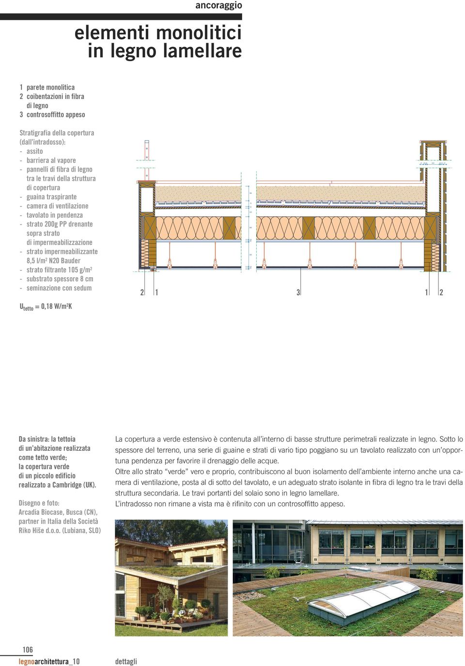 impermeabilizzante 8,5 l/m 2 N20 Bauder - strato filtrante 105 g/m 2 - substrato spessore 8 cm - seminazione con sedum U tetto = 0,18 W/m 2 K 180 75 22 122 300 15 20 320 15 20 2 1 3 1 2 30 20 160 20