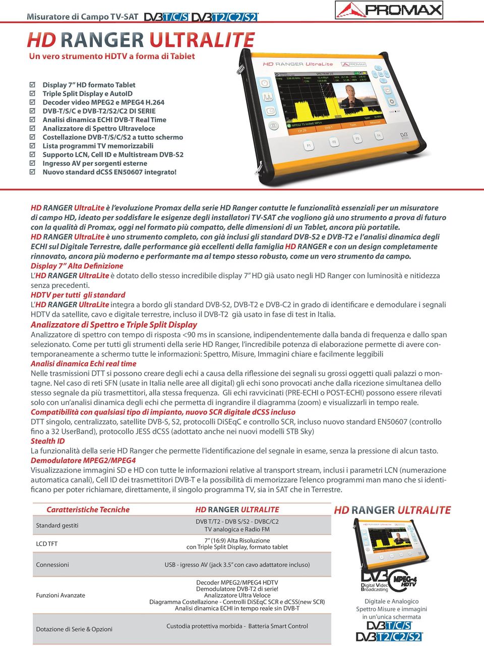 LCN, Cell ID e Multistream DVB-S2 Ingresso AV per sorgenti esterne Nuovo standard dcss EN50607 integrato!