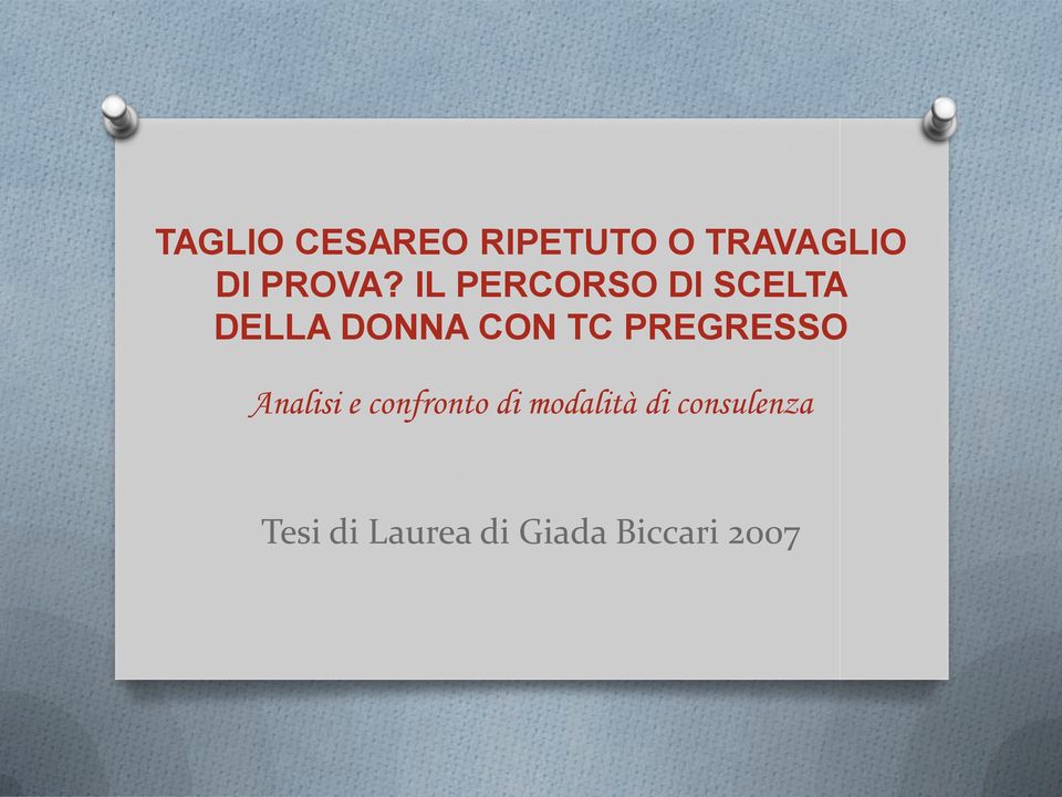 PREGRESSO Analisi e confronto di modalità di