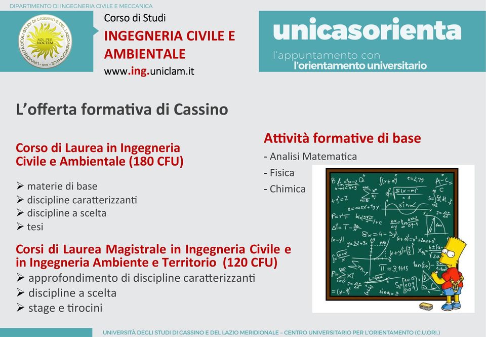 Matema5ca - Fisica - Chimica Corsi di Laurea Magistrale in Ingegneria Civile e in Ingegneria Ambiente