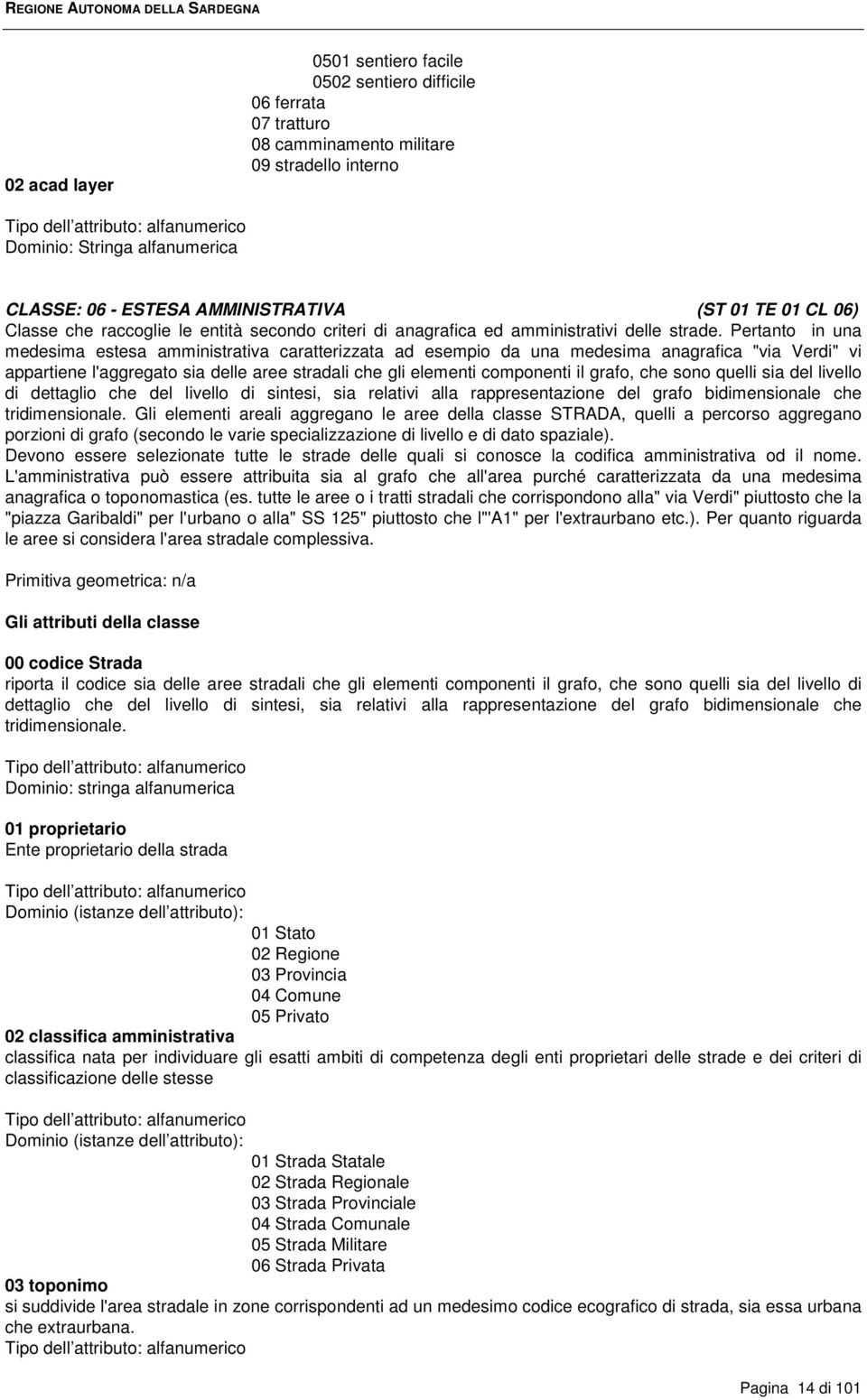 Pertanto in una medesima estesa amministrativa caratterizzata ad esempio da una medesima anagrafica "via Verdi" vi appartiene l'aggregato sia delle aree stradali che gli elementi componenti il grafo,