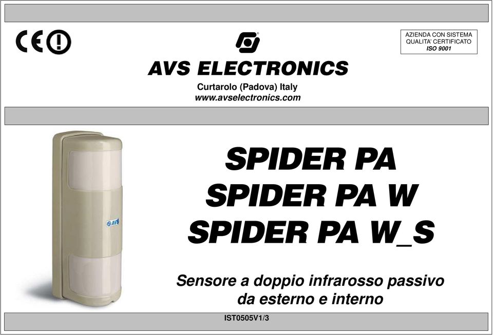 com SPIDER PA SPIDER PA W SPIDER PA W_S Sensore a