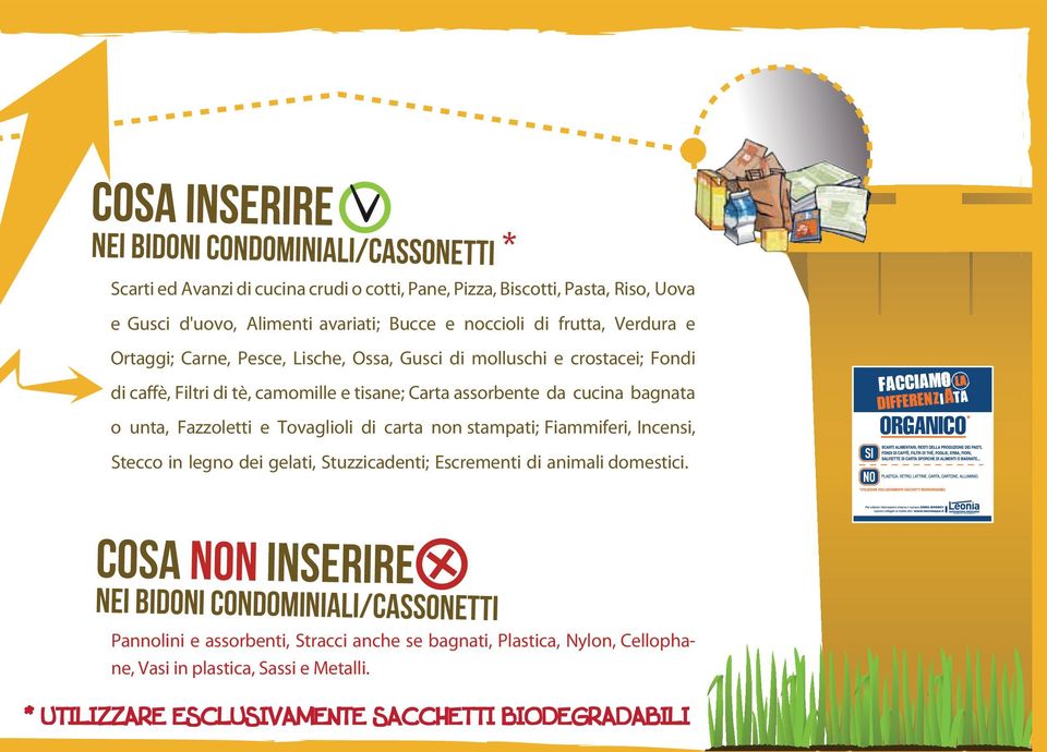 unta, Fazzoletti e Tovaglioli di carta non stampati; Fiammiferi, Incensi, Stecco in legno dei gelati, Stuzzicadenti; Escrementi di animali domestici.