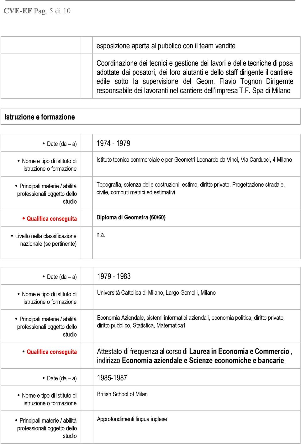 cantiere edile sotto la supervisione del Geom. Fl