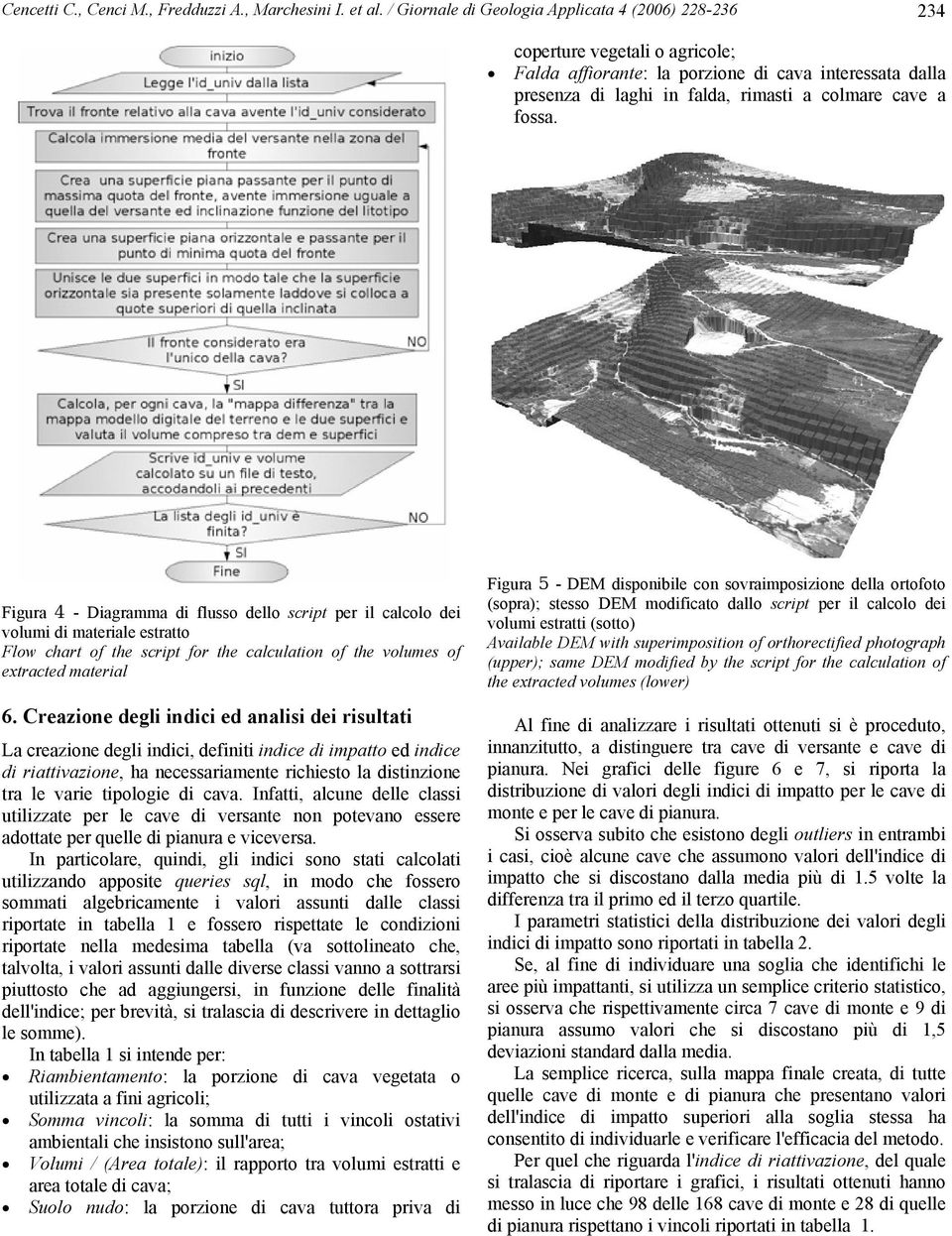 Figura 4 - Diagramma di flusso dello script per il calcolo dei volumi di materiale estratto Flow chart of the script for the calculation of the volumes of extracted material 6.