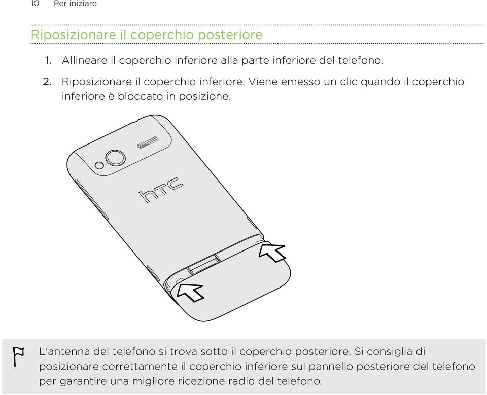 Viene emesso un clic quando il coperchio inferiore è bloccato in posizione.