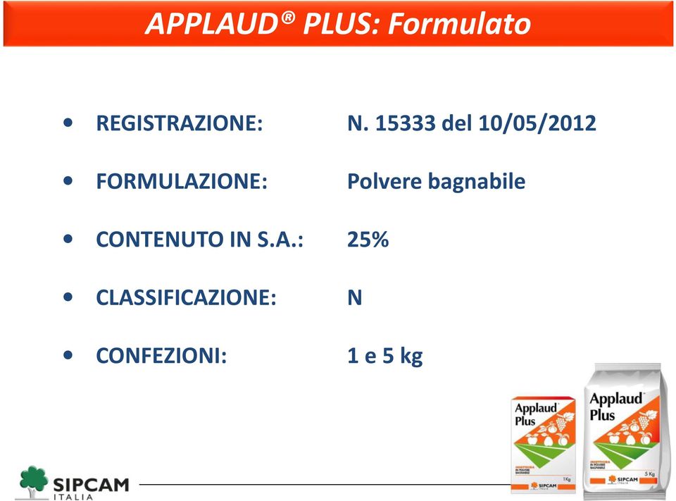 Polvere bagnabile CONTENUTO IN S.A.