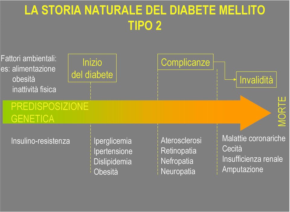 GENETICA MORTE Insulino-resistenza Iperglicemia Ipertensione Dislipidemia Obesità