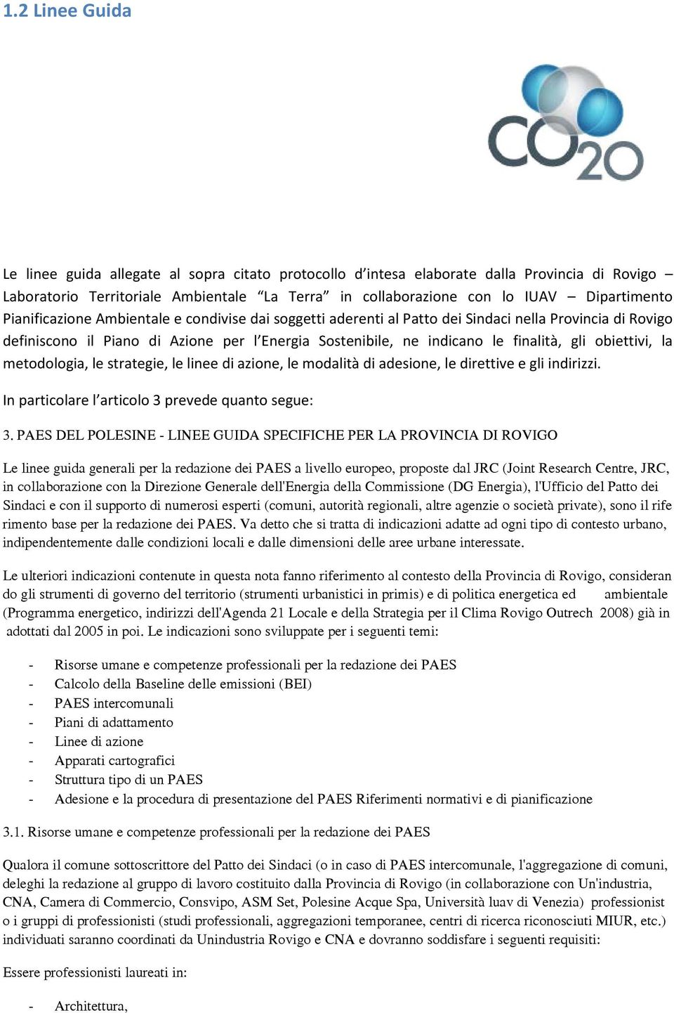 nella Provincia di Rovigo definiscono il Piano di Azione per l Energia Sostenibile, ne indicano le finalità, gli obiettivi, la metodologia, le