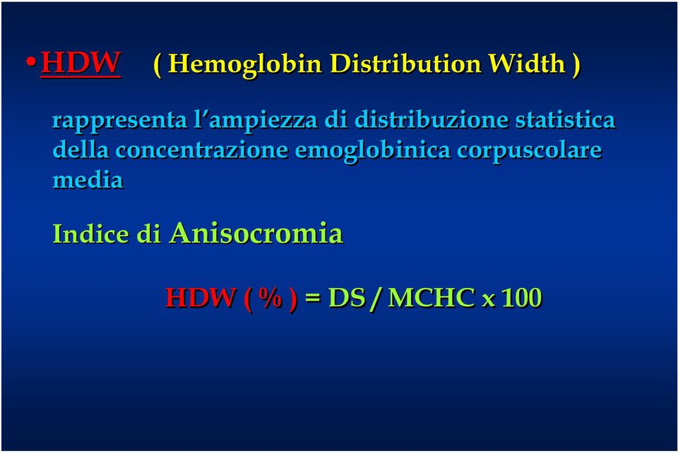 statistica della concentrazione emoglobinica