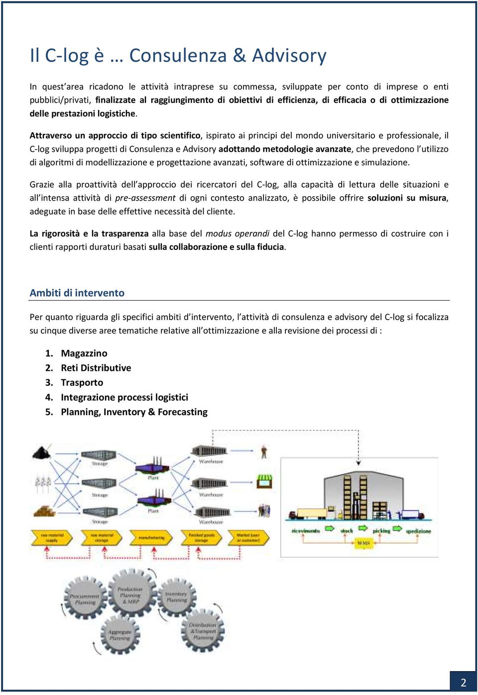 Attraverso un approccio di tipo scientifico, ispirato ai principi del mondo universitario e professionale, il C-log sviluppa progetti di Consulenza e Advisory adottando metodologie avanzate, che