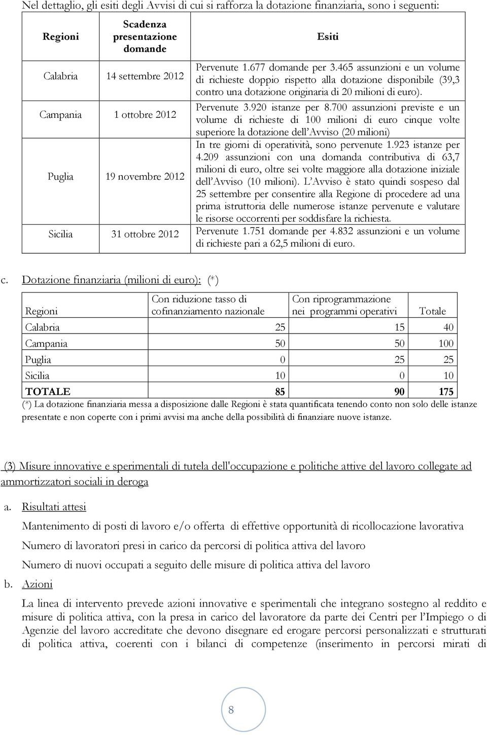 Pervenute 3.920 istanze per 8.