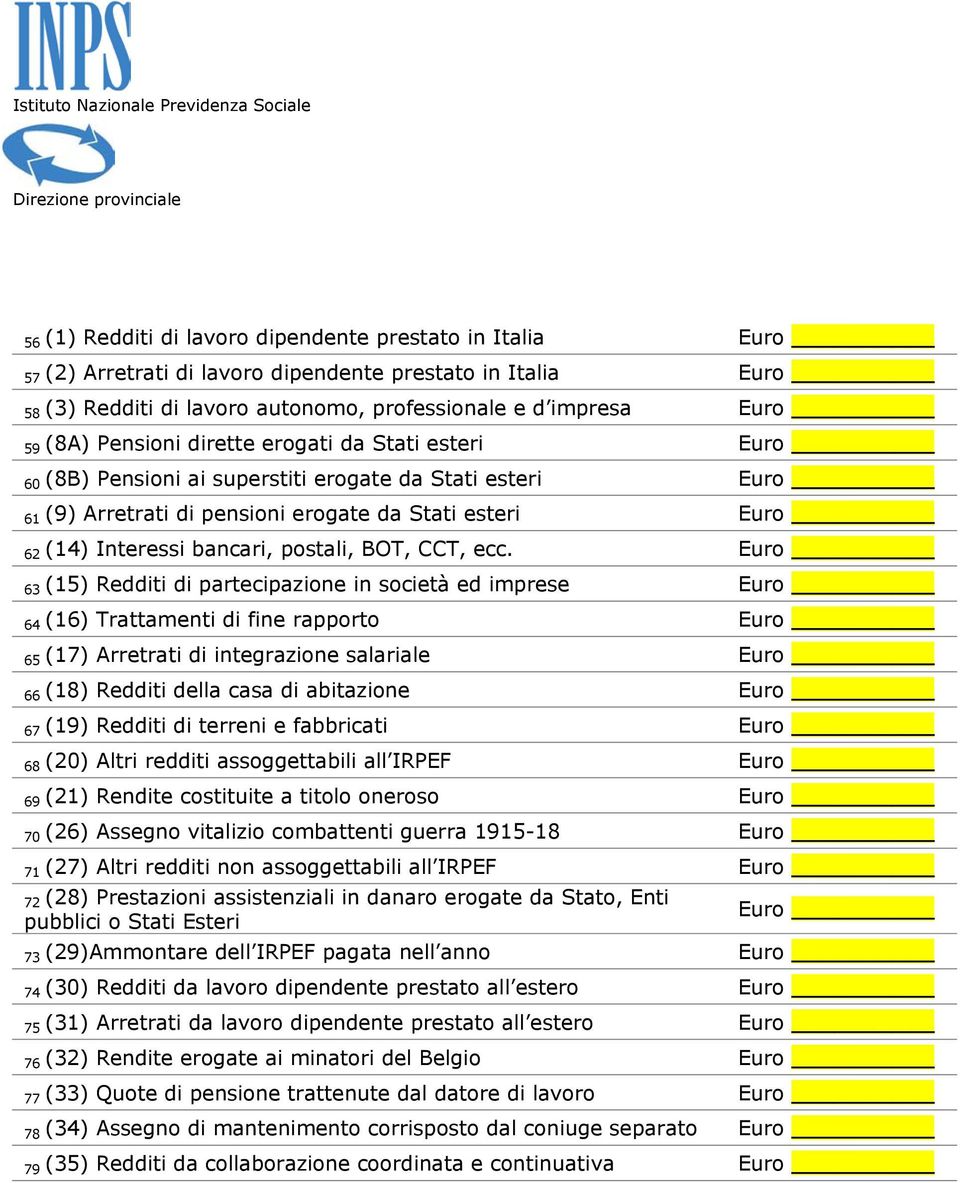 Interessi bancari, postali, BOT, CCT, ecc.