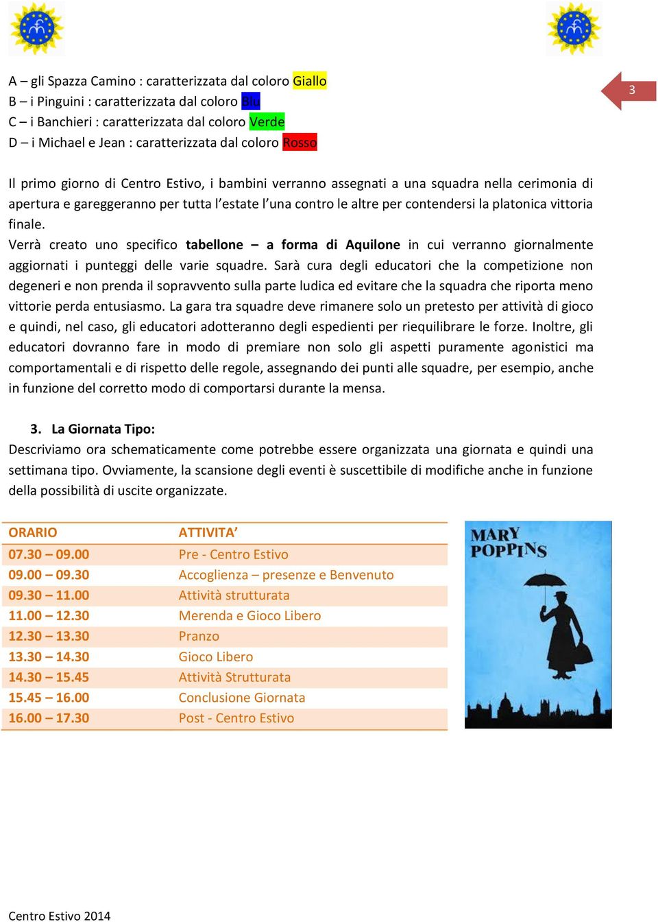 vittoria finale. Verrà creato uno specifico tabellone a forma di Aquilone in cui verranno giornalmente aggiornati i punteggi delle varie squadre.