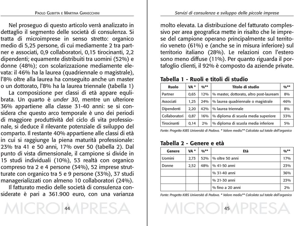 uomini (52%) e donne (48%); con scolarizzazione mediamente elevata: il 46% ha la laurea (quadriennale o magistrale), l 8% oltre alla laurea ha conseguito anche un master o un dottorato, l 8% ha la