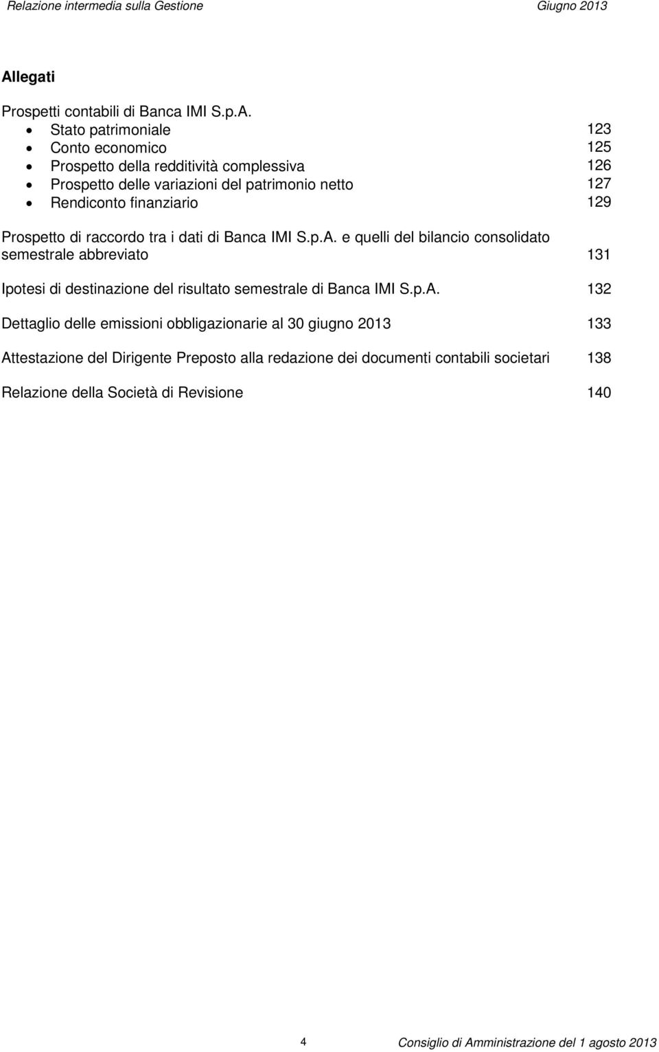 Stato patrimoniale 123 Conto economico 125 Prospetto della redditività complessiva 126 Prospetto delle variazioni del patrimonio netto 127 Rendiconto finanziario 129