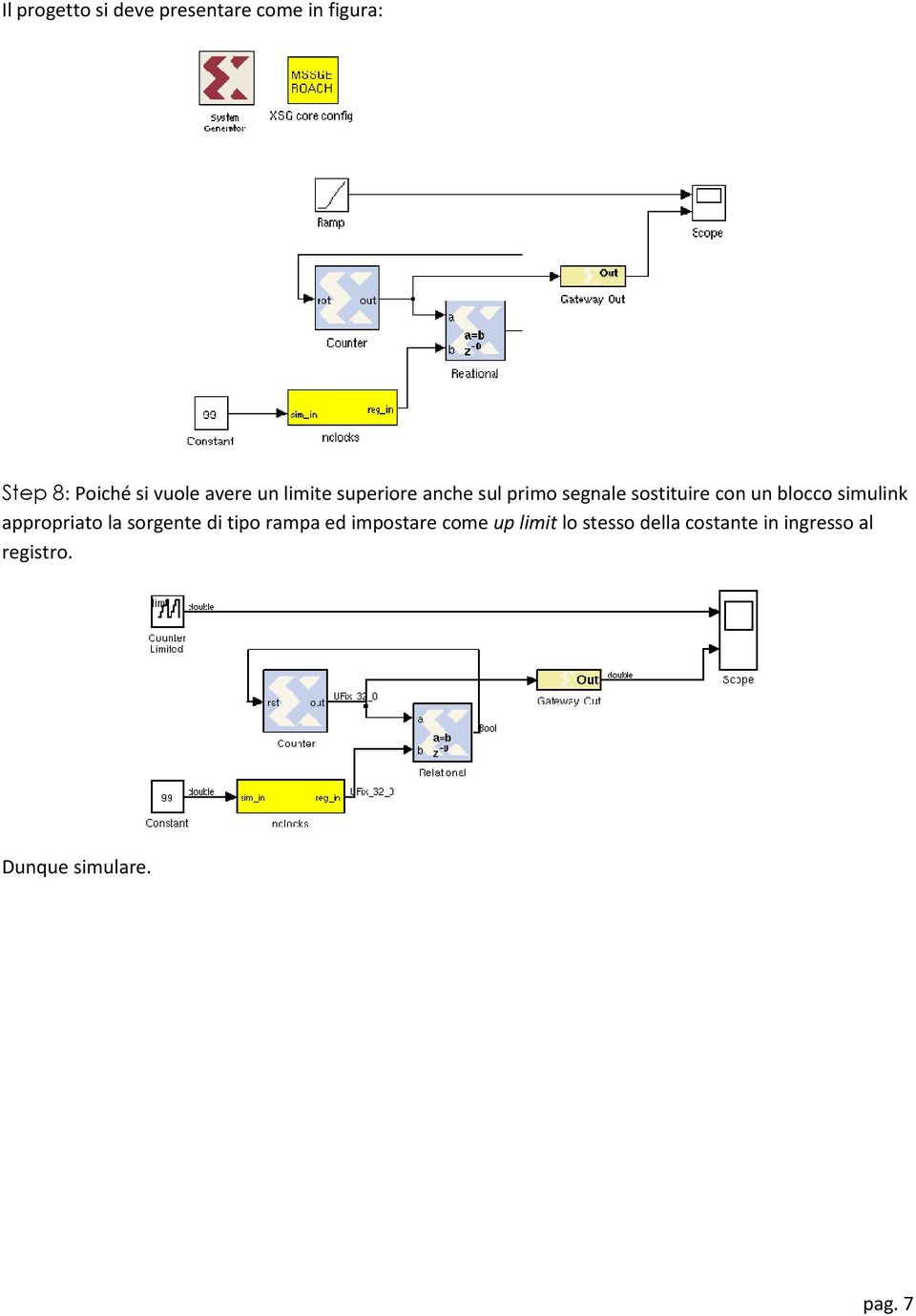 blocco simulink appropriato la sorgente di tipo rampa ed impostare come