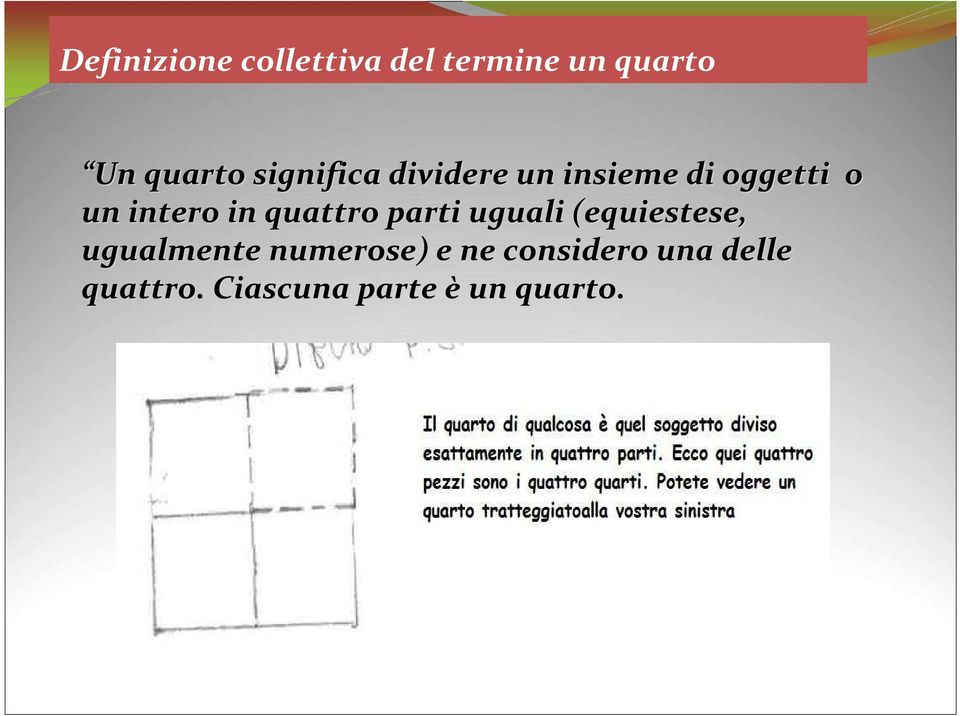 quattro parti uguali (equiestese, ugualmente numerose) e