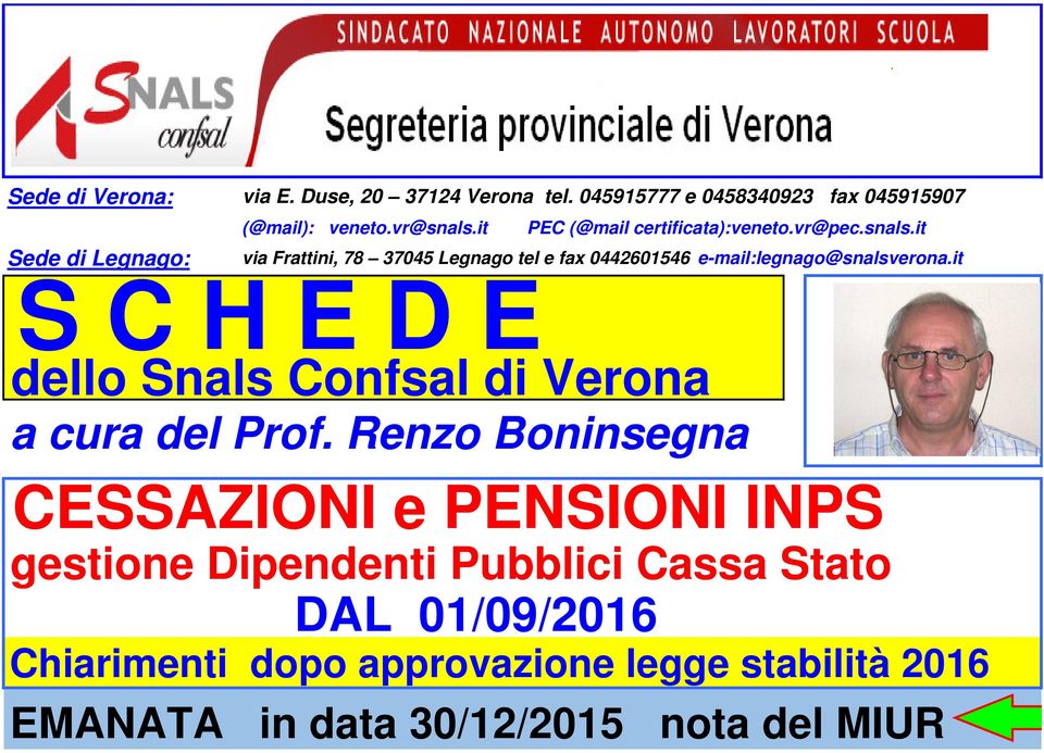 it S C H E D E dello Snals Confsal di Verona a cura del Prof.