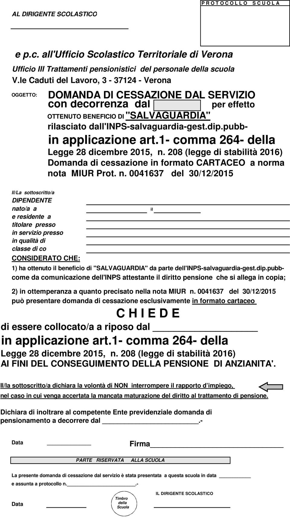 pubbin applicazione art.1- comma 264- della Legge 28 dicembre 2015, n.