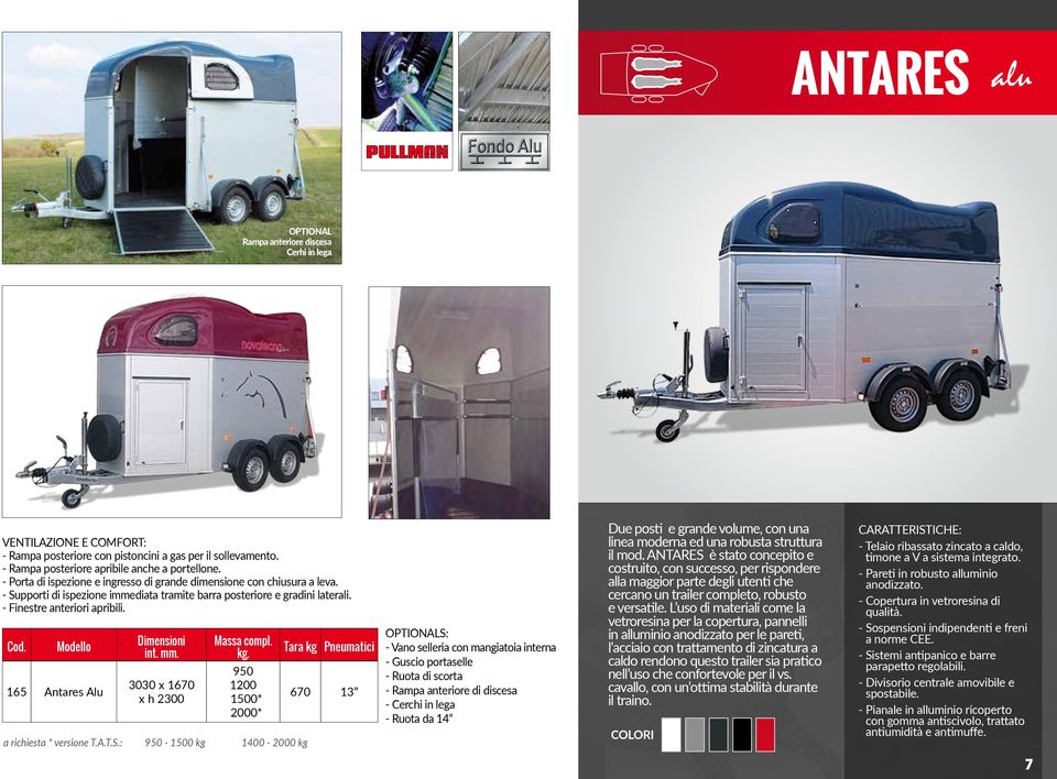 165 Antares Alu 3030 x 1670 x h 2300 1500* 2000* a richiesta * versione T.A.T.S.