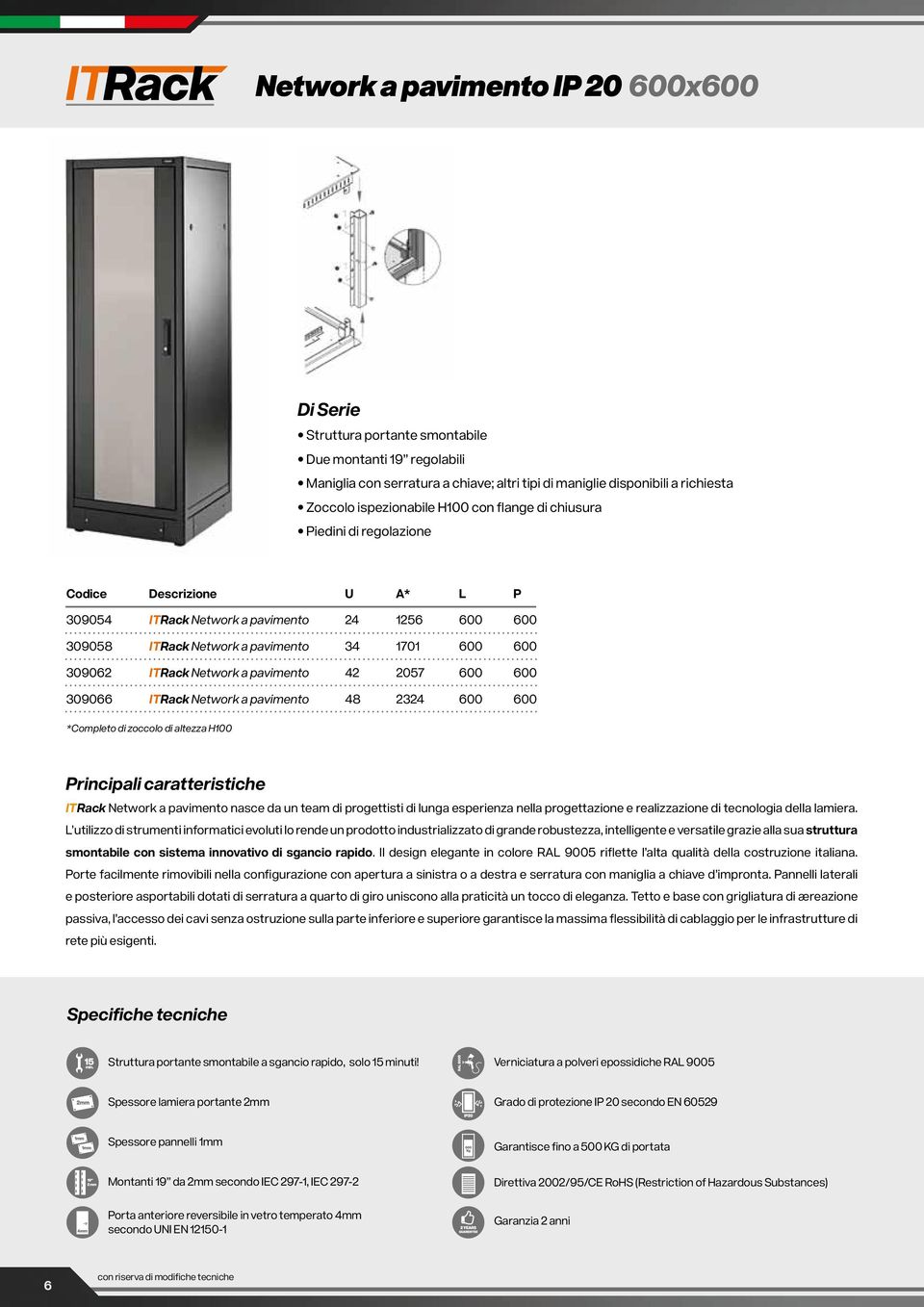 Network a pavimento 48 2324 *Completo di zoccolo di altezza H100 ITRack Network a pavimento nasce da un team di progettisti di lunga esperienza nella progettazione e realizzazione di tecnologia della