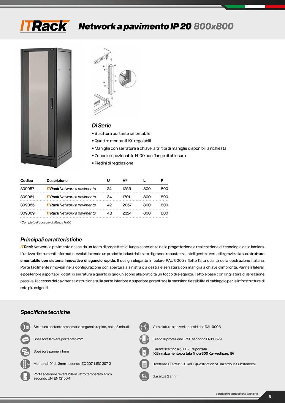 Network a pavimento 48 2324 *Completo di zoccolo di altezza H100 ITRack Network a pavimento nasce da un team di progettisti di lunga esperienza nella progettazione e realizzazione di tecnologia della