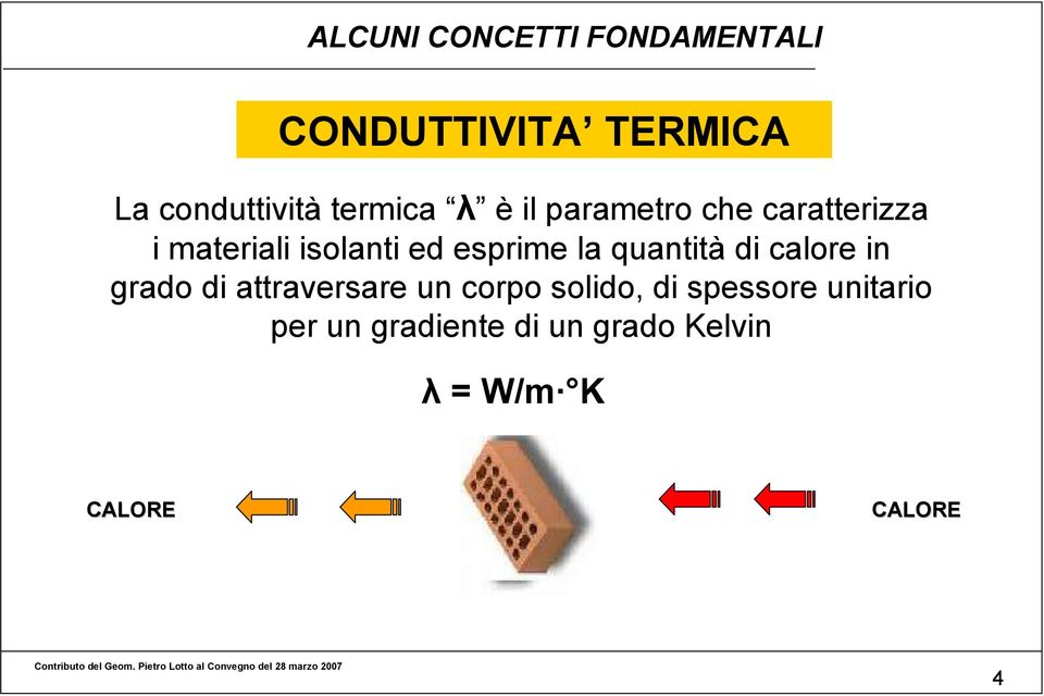 esprime la quantità di calore in grado di attraversare un corpo solido,