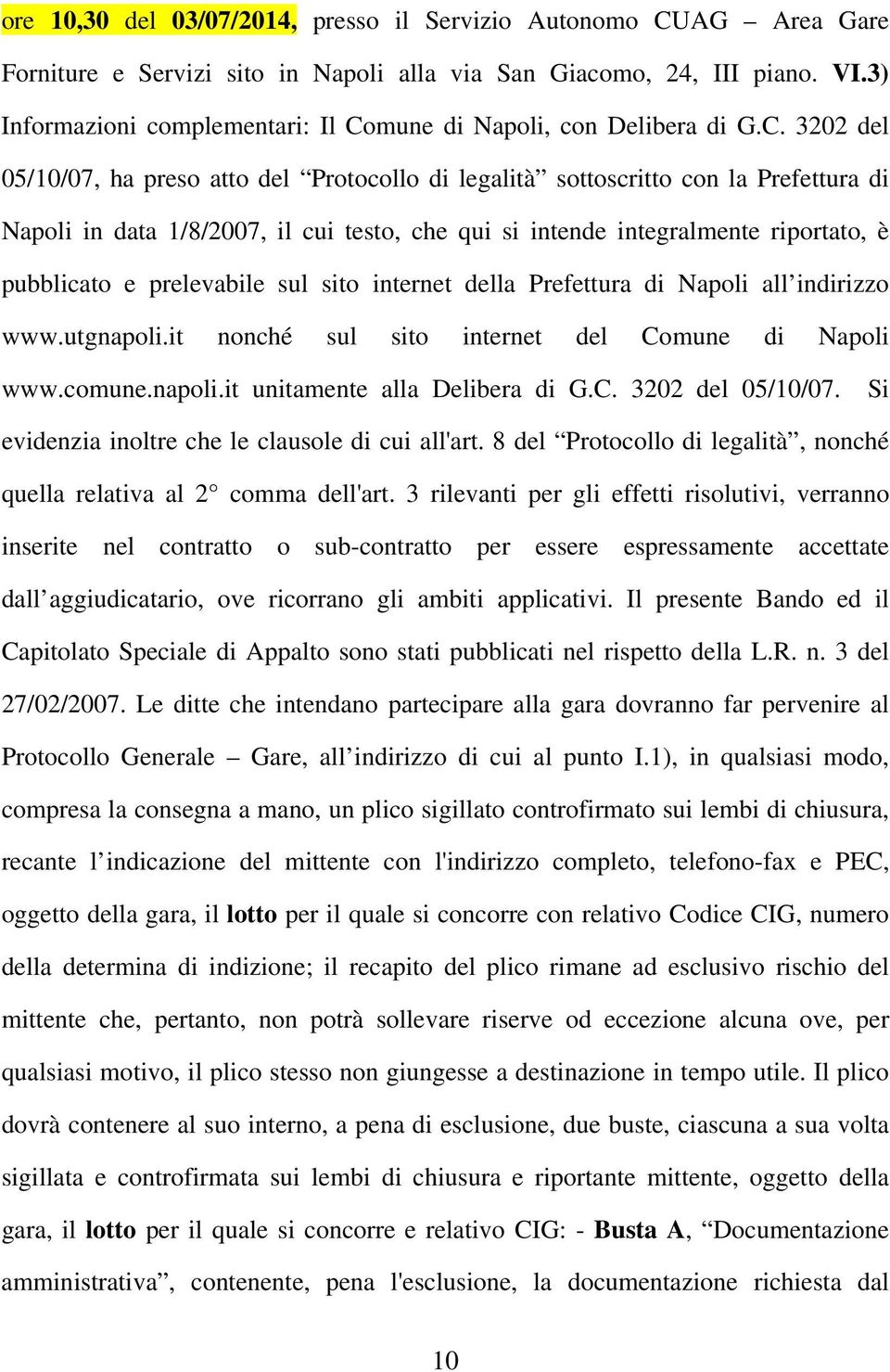 mune di Napoli, con Delibera di G.C.