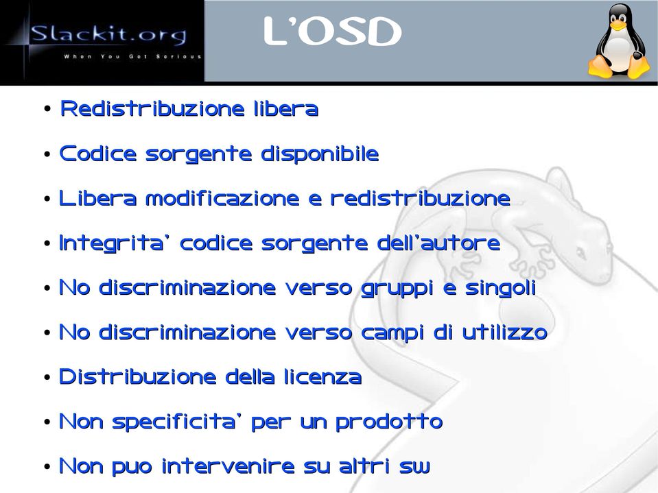 verso gruppi e singoli No discriminazione verso campi di utilizzo