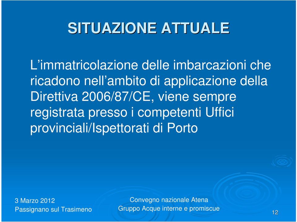 applicazione della Direttiva 2006/87/CE, viene